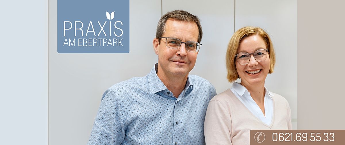Dr. Frank Fischer und Dr. Verena Zunftmeister-Fischer in der Praxis am Ebertpark
